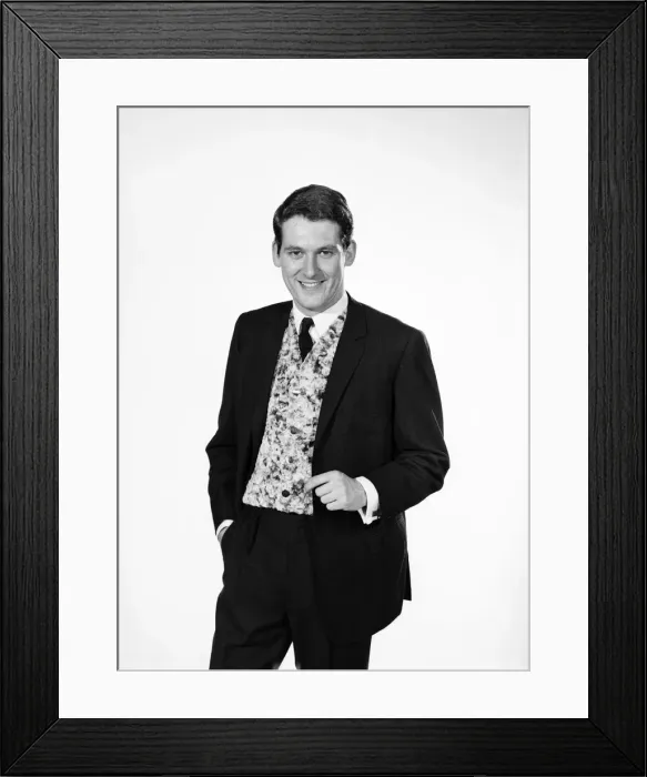 Framed Print : Clothing: Fashion: Menswear: Man wearing floral print waist coat. Model: Michael Lester Framed Print : Clothing: Fashion: Menswear: Man wearing floral print waist coat. Model: Michael Lester