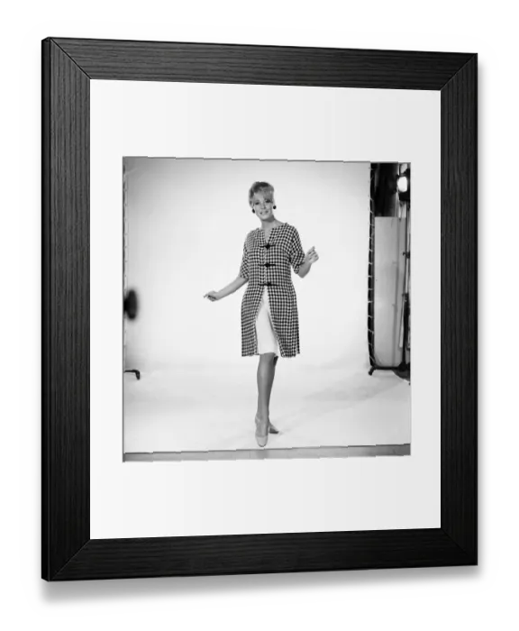 Framed Print : Clothing: Fashion: Marilyn Rickard wearing check panel dress. 1963 B2153-002