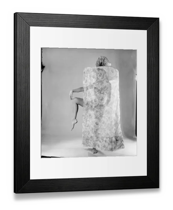 Framed Print : Clothing: Fashion: Beachwear: Model wearing beachwrap tent. 1966
