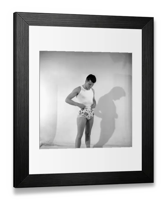 Framed Print : Mens Fashion: Mens clothing underwear. 1965 B1a-018