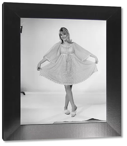 Clothing: Fashion: Nightwear: Model wearing night dress. 1964 B2173-001