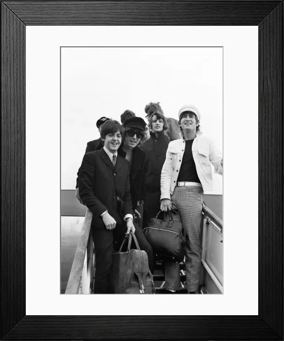 Framed Print : The Beatles at London Heathrow Airport, Sunday 4th July 1965 Framed Print : The Beatles at London Heathrow Airport, Sunday 4th July 1965