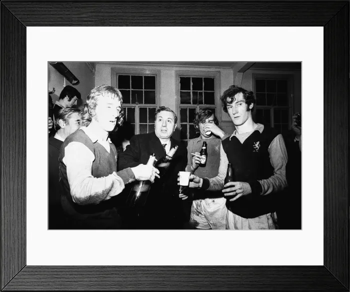 Framed Print : Doug Ellis seen here with members of Aston Villa celebrating in the dressing room