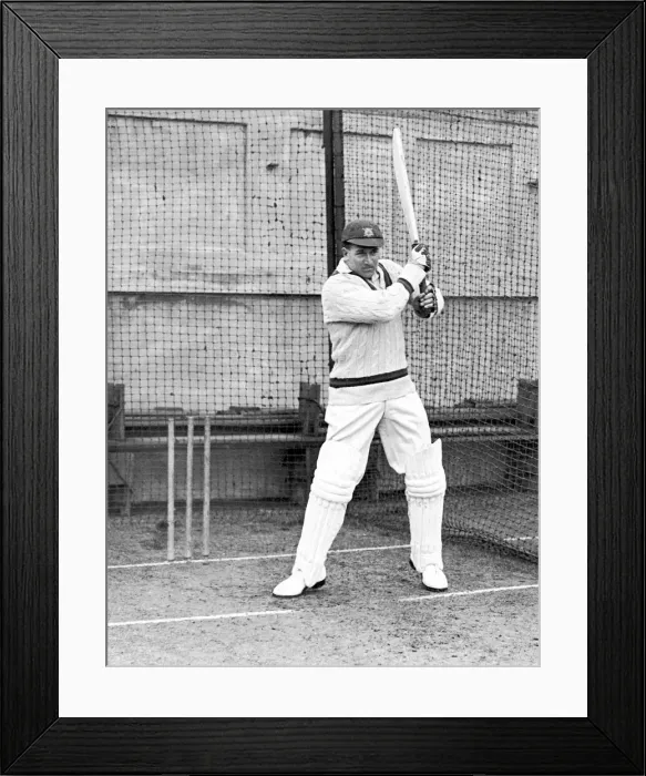 Framed Print : Harold Larwood in batting practice Circa 1930 Framed Print : Harold Larwood in batting practice Circa 1930