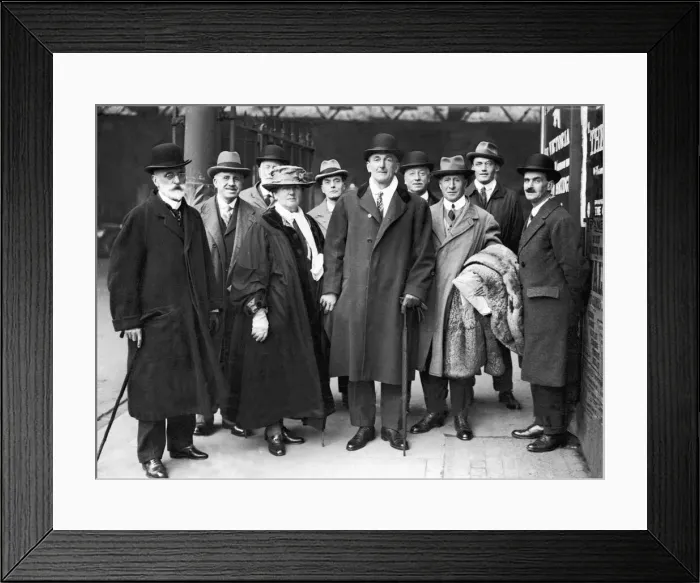Framed Print : Cricketer C. B. Fry arrives at Brighton with some of his fans who met him
