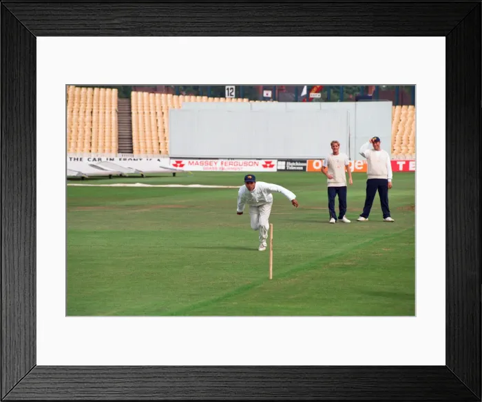 Framed Print : The Under 19s Cricket team at Warwickshire. Anurag Singh trains with the team