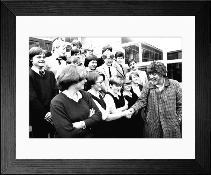 Framed Print : Former Dr Who actor Tom Baker at Heathfield Senior High School on 23rd November 1982 Framed Print : Former Dr Who actor Tom Baker at Heathfield Senior High School on 23rd November 1982