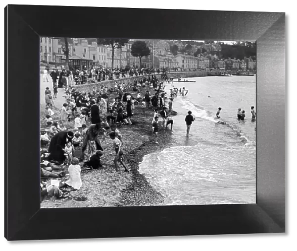 Saltcoats Beach in Scotland, the children play at High Tide 18th August 1935