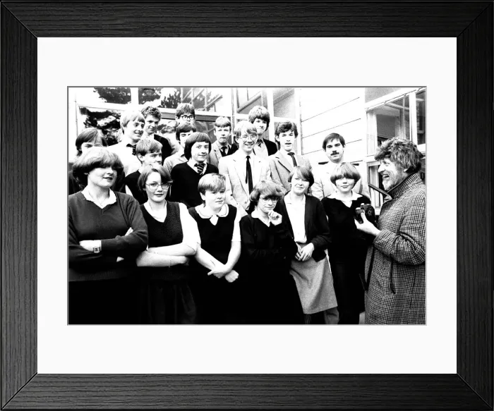 Framed Print : Former Dr Who actor Tom Baker at Heathfield Senior High School on 23rd November 1982