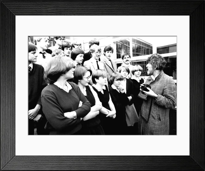 Framed Print : Former Dr Who actor Tom Baker at Heathfield Senior High School on 23rd November 1982