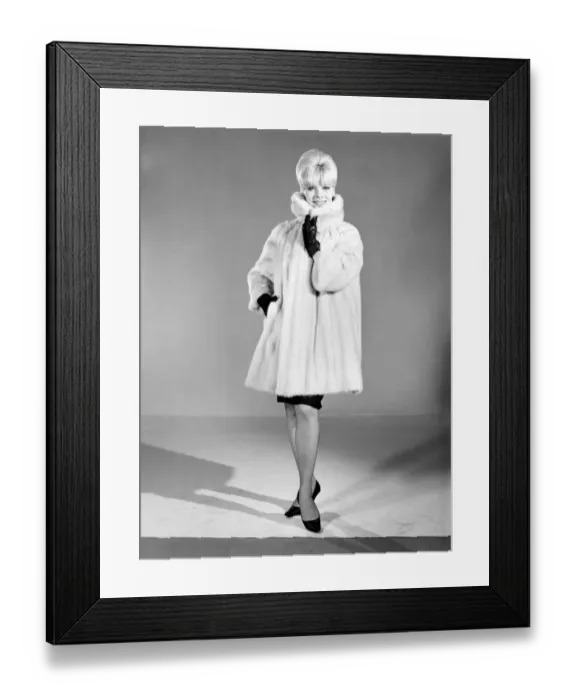 Framed Print : Clothing: Fashion: Fur Coat: Woman (Marion Horton) wearing mink fur coat. 1966 B1952-002