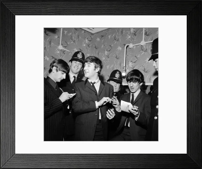 Framed Print : Pop Group The Beatles November 1963 The Beatles sign autographs for birmingham
