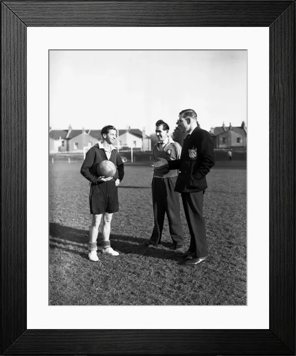 Framed Print : Torquay United footballer Sam Collins during a training session. 15th November 1956