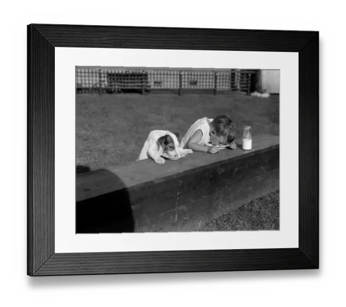 Framed Print : Love is sharing your breakfast This picture was taken sometime in the thirties by