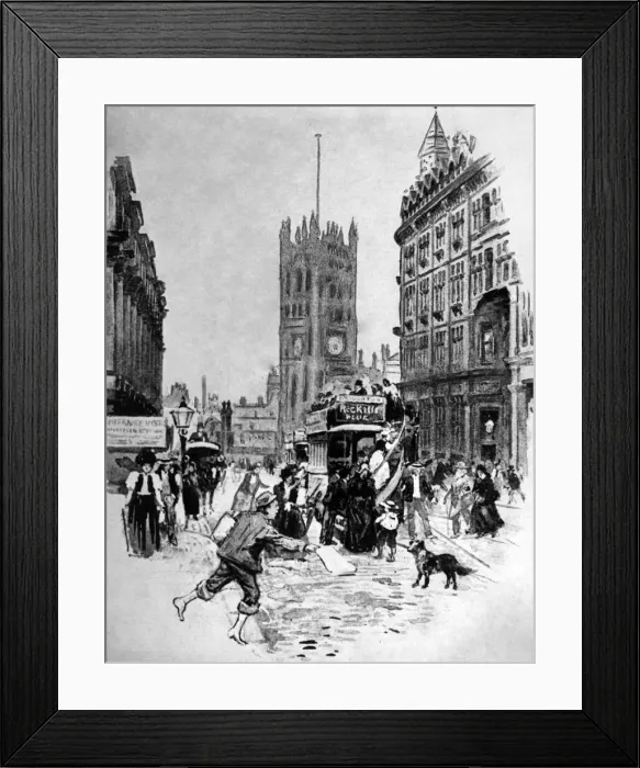 Framed Print : Manchester Cathedral, illustration, Circa 1880. Manchester Cathedral is a medieval church Framed Print : Manchester Cathedral, illustration, Circa 1880. Manchester Cathedral is a medieval church