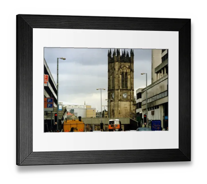 Framed Print : Manchester Cathedral, 14th February 1995. Manchester Cathedral is a medieval church Framed Print : Manchester Cathedral, 14th February 1995. Manchester Cathedral is a medieval church