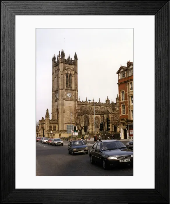 Framed Print : Manchester Cathedral, 27th March 1991. Manchester Cathedral is a medieval church