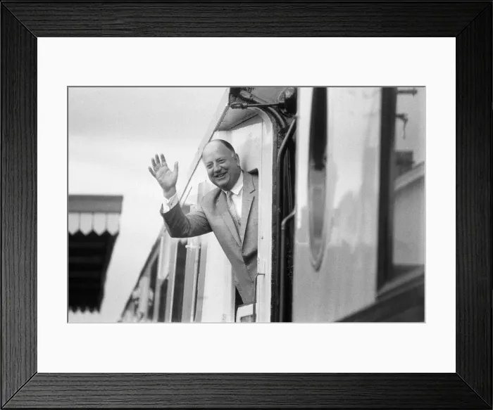 Framed Print : Dr Richard Beeching, Chairman of British Railways, reopens the Dart Valley Railway Framed Print : Dr Richard Beeching, Chairman of British Railways, reopens the Dart Valley Railway