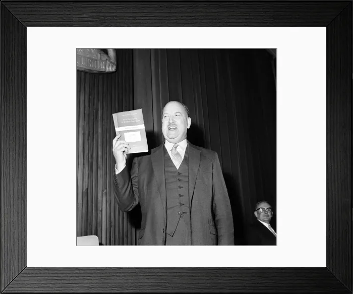 Framed Print : Dr Richard Beeching, Chairman of British Railways, Photo-call at Rail Plan Conference Framed Print : Dr Richard Beeching, Chairman of British Railways, Photo-call at Rail Plan Conference
