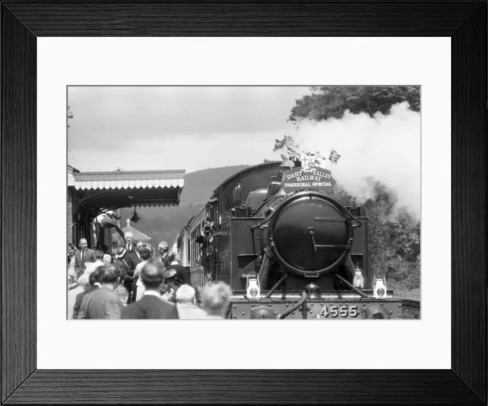 Framed Print : Dr Richard Beeching, Chairman of British Railways, reopens the Dart Valley Railway Framed Print : Dr Richard Beeching, Chairman of British Railways, reopens the Dart Valley Railway