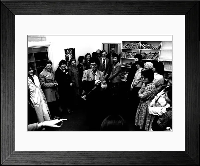 Framed Print : Pop star Cliff Richard was visiting Newcastle on 4th February 1981 to sing the praises of Framed Print : Pop star Cliff Richard was visiting Newcastle on 4th February 1981 to sing the praises of