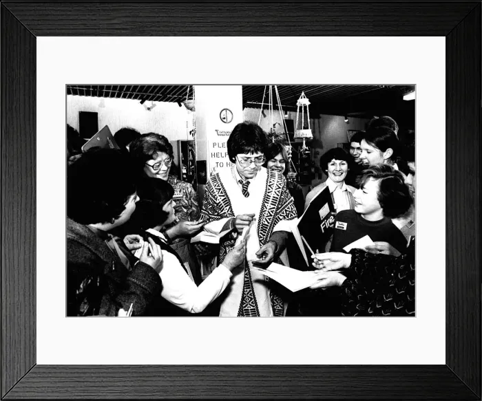 Framed Print : Pop star Cliff Richard was visiting Newcastle on 4th February 1981 to sing the praises of Framed Print : Pop star Cliff Richard was visiting Newcastle on 4th February 1981 to sing the praises of