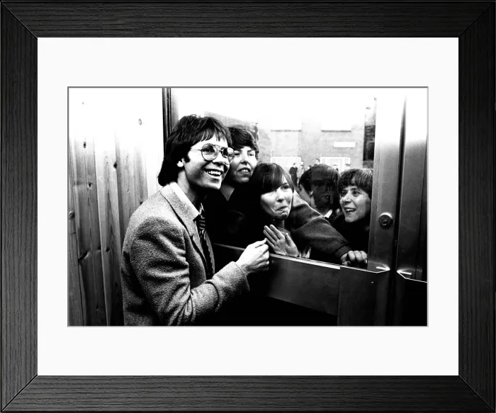Framed Print : Pop star Cliff Richard was visiting Newcastle on 4th February 1981 to sing the praises of Framed Print : Pop star Cliff Richard was visiting Newcastle on 4th February 1981 to sing the praises of