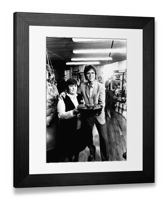 Framed Print : Pop star Cliff Richard was visiting Newcastle on 4th February 1981 to sing the praises of Framed Print : Pop star Cliff Richard was visiting Newcastle on 4th February 1981 to sing the praises of