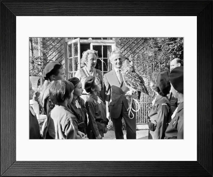 Framed Print : Members of the 222nd Birmingham Brownies at Kings Norton meet Mr Philip Ware Framed Print : Members of the 222nd Birmingham Brownies at Kings Norton meet Mr Philip Ware