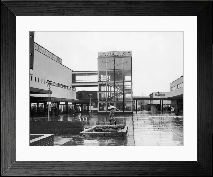 Framed Print : The glass tower entrance to th Lacarno Ballroom in Coventry. 29th December 1960 Framed Print : The glass tower entrance to th Lacarno Ballroom in Coventry. 29th December 1960