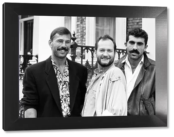 Kenny Everett, Comedian, with boyfriends, Nikolai Grishanovich (left