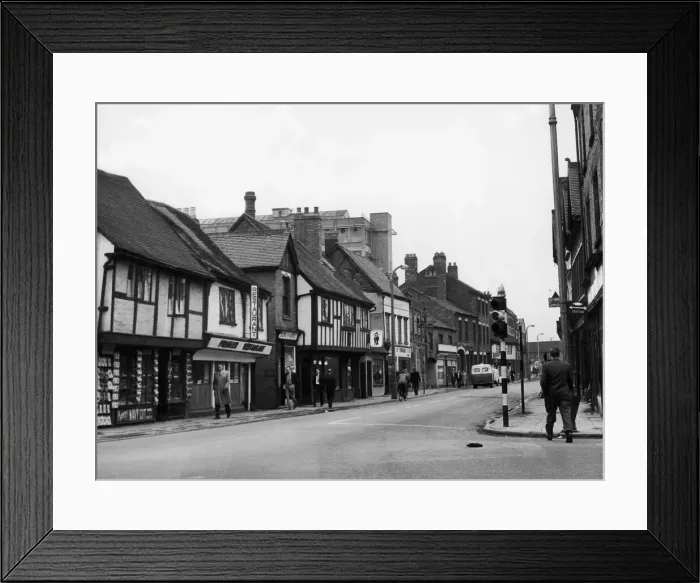 Framed Print : Some of the medieval buildings which are to be preserved when this part of Spon Street is Framed Print : Some of the medieval buildings which are to be preserved when this part of Spon Street is