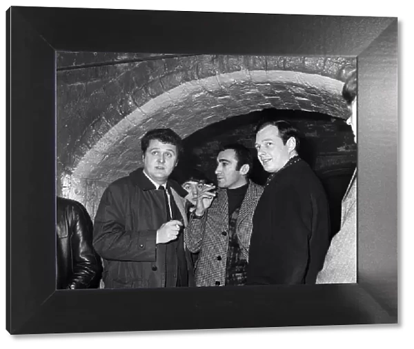 Lionel Bart, Alun Owen and Beatles manager Brian Epstein at the Cavern Club, Liverpool