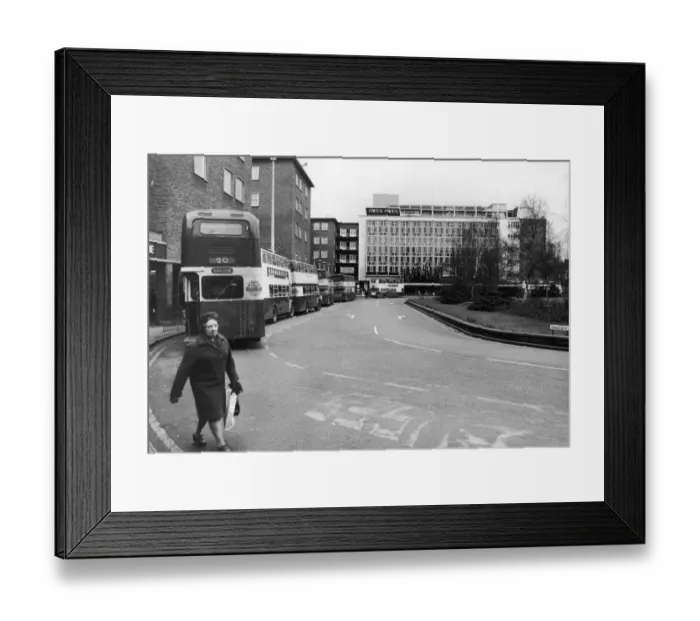 Framed Print : The bus station at Broadgate, devoid of shoppers after the Christmas shopping rush