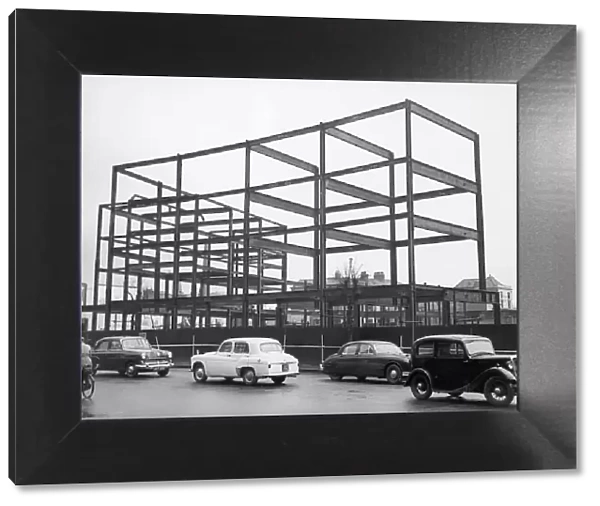 Framework of the new Coventry Telegraph building on Corporation Street 7th February 1958