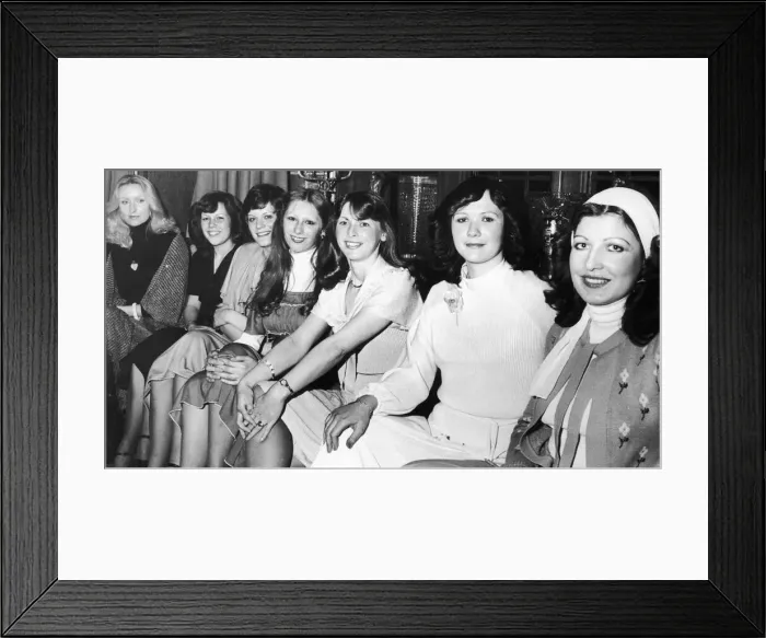 Framed Print : Seven sparkling smiles from the girls who won their way through to the finals of Framed Print : Seven sparkling smiles from the girls who won their way through to the finals of