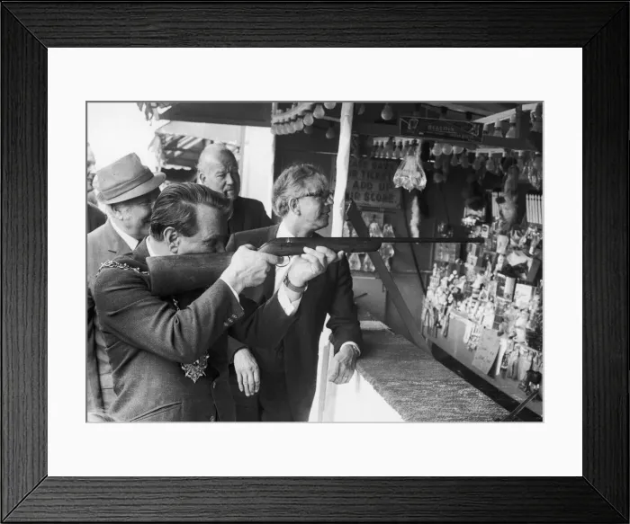 Framed Print : The Lord Mayor Councillor W Sheridan, has his sights set on the top prize on the rifle Framed Print : The Lord Mayor Councillor W Sheridan, has his sights set on the top prize on the rifle