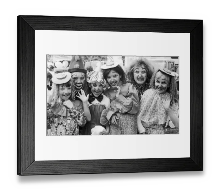 Framed Print : Having a clowning time: (from left) Ann Marie Connor, Sharron Elsmore, Leanne Toll