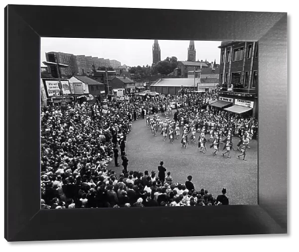 Coventry Pageant seen here parading through the centre of the city. 6th July 1962