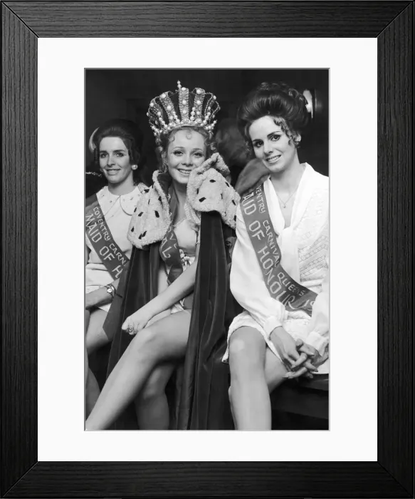 Framed Print : 1970 Coventry Carnival Queen seen here with her two maids of honour. 9th April 1970 Framed Print : 1970 Coventry Carnival Queen seen here with her two maids of honour. 9th April 1970