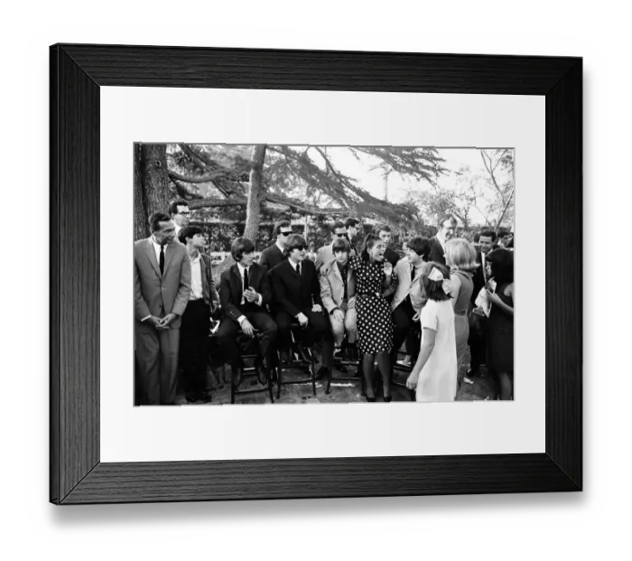 Framed Print : The Beatles at a Hollywood garden party on their American Tour Framed Print : The Beatles at a Hollywood garden party on their American Tour