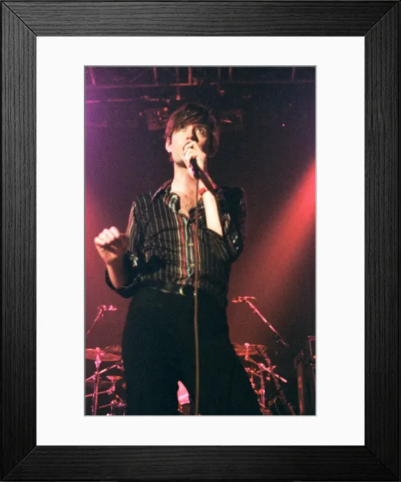 Framed Print : Pulp play the Clickimin Centre, Shetland, 13th August 1996. Lead Singer, Jarvis Cocker Framed Print : Pulp play the Clickimin Centre, Shetland, 13th August 1996. Lead Singer, Jarvis Cocker