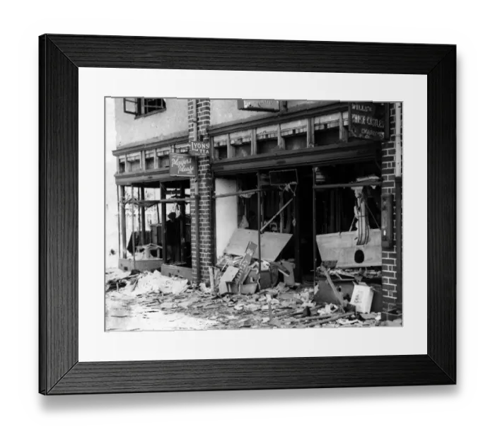 Framed Print : World War Two Air Raids, Birmingham, Shop Damage, Circa 1940