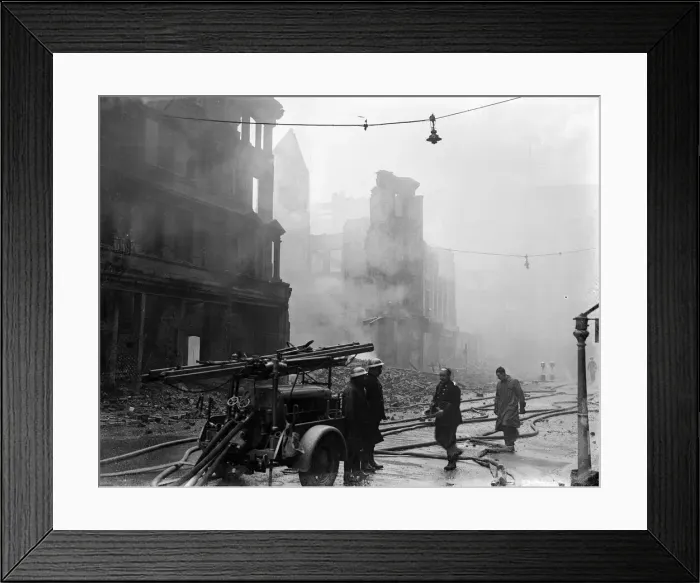 Framed Print : Bomb damage to Bull Ring, High Street, Birmingham, after air raid on night of 9th April Framed Print : Bomb damage to Bull Ring, High Street, Birmingham, after air raid on night of 9th April