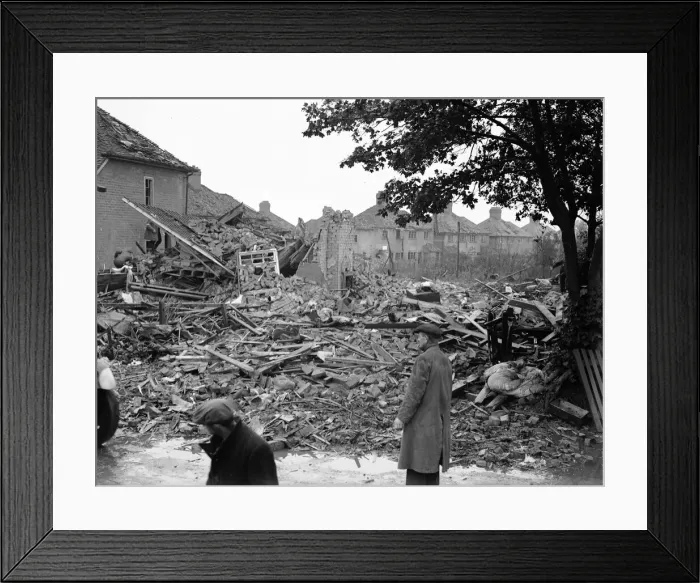 Framed Print : Bomb damage after Air Raid, Solihull, Birmingham, 27th July 1942