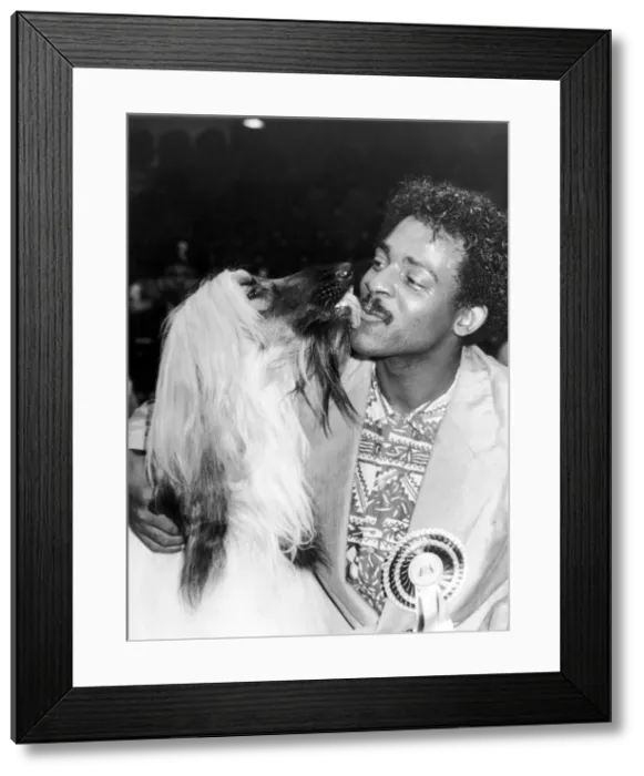 Framed Print : The Real Thing lead singer Chris Amoo seen here shortly after his Afghan hound Viscount Framed Print : The Real Thing lead singer Chris Amoo seen here shortly after his Afghan hound Viscount
