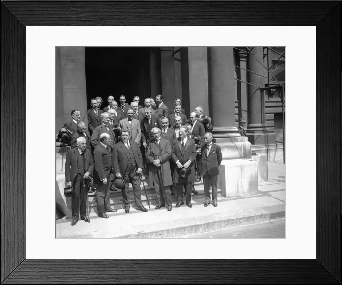 Framed Print : Inter-Allied conference in London 17th July 1924 Front row left to right Frank Kellogg