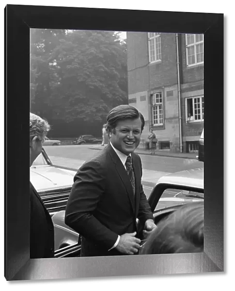 Senator Edward Kennedy seen here leaving Cadbury Schweppes in Bournville following a tour
