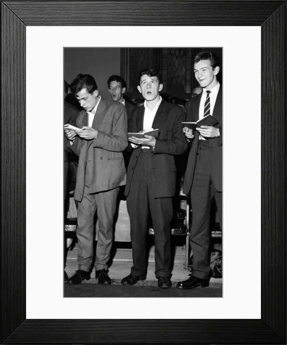 Framed Print : The Herald Angels... Three teddy boys who attended the special service for youth given by Framed Print : The Herald Angels... Three teddy boys who attended the special service for youth given by