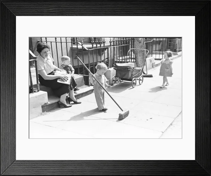 Framed Print : London Kids, children seen here playing in the street during the spring of 1941 Circa May Framed Print : London Kids, children seen here playing in the street during the spring of 1941 Circa May